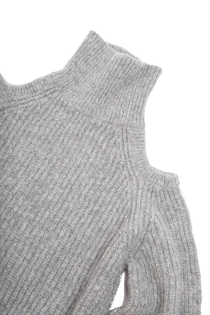 Turtleneck Off Shoulder Sweater - Nude - Sweater - TOPGEARNY
