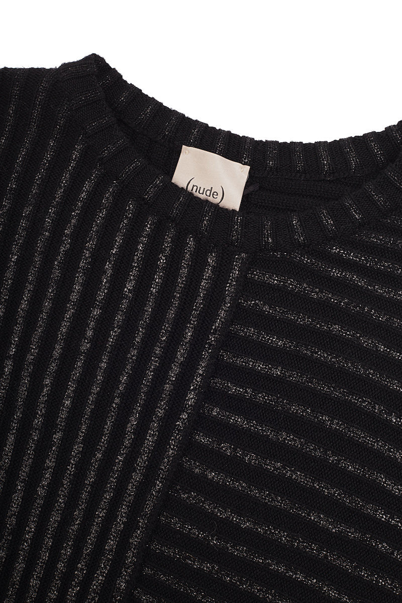 Laminated Ribbed Round Neck Sweater - Nude - Sweater - TOPGEARNY