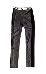 Eco Leather Pants with Contrast Elastic Waistband - Nude - Bottoms - TOPGEARNY