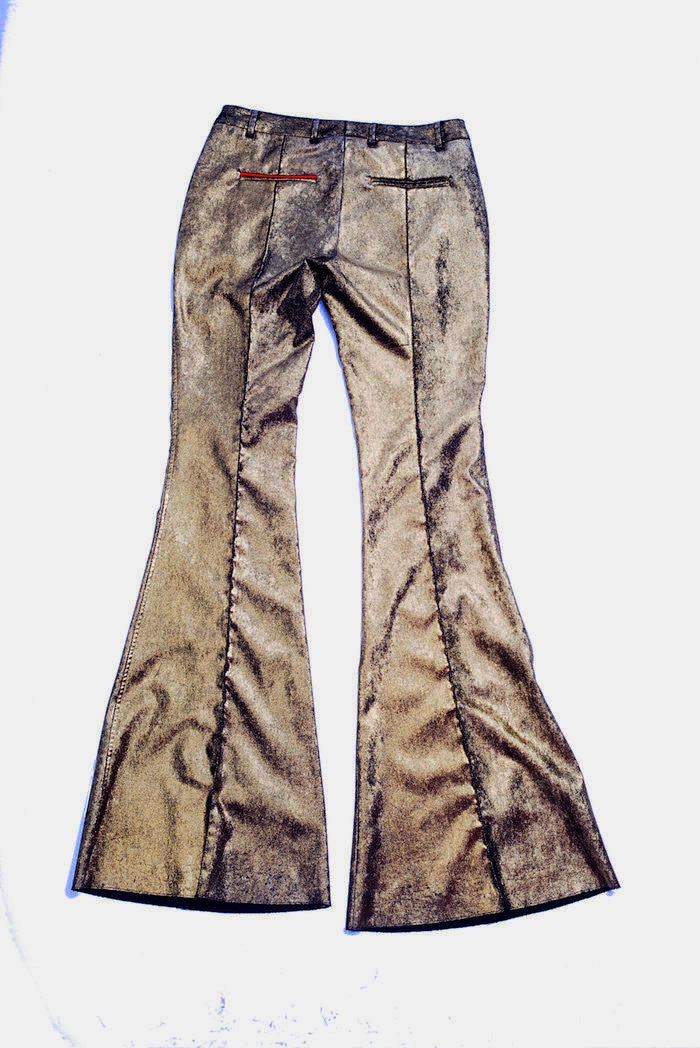 Laminated Velvet Trousers - Nude - Bottoms - TOPGEARNY