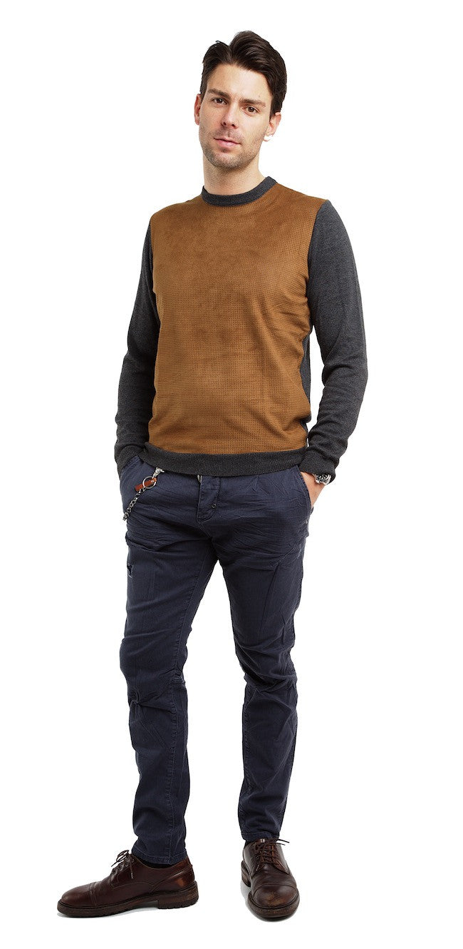 Suede Front Knit Sweater - Antony Morato - Sweater - TOPGEARNY