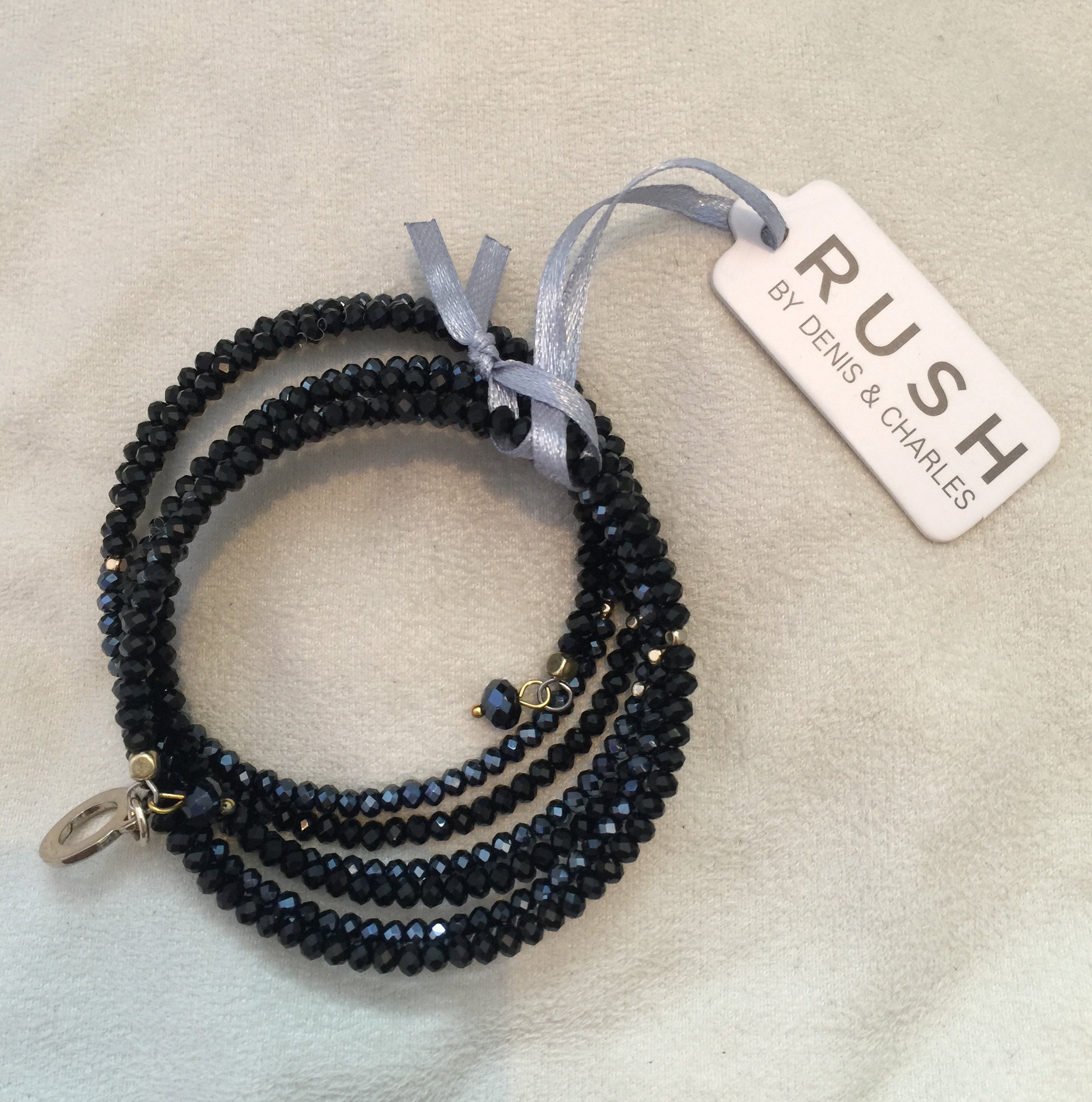 Crystallized Black Beaded Bangle Bracelet - Rush - Bracelet - TOPGEARNY