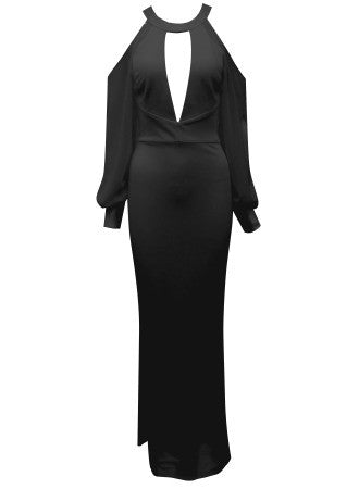 Shoulder Cutout Gown W/ Chiffon - A.B.S. - Dress - TOPGEARNY